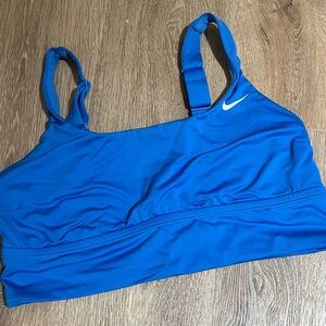 Nike Bright Blue Women's Sports Bra with White Swoosh